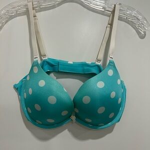 Victoria's Secret Teal and White Polka Dot Bra
